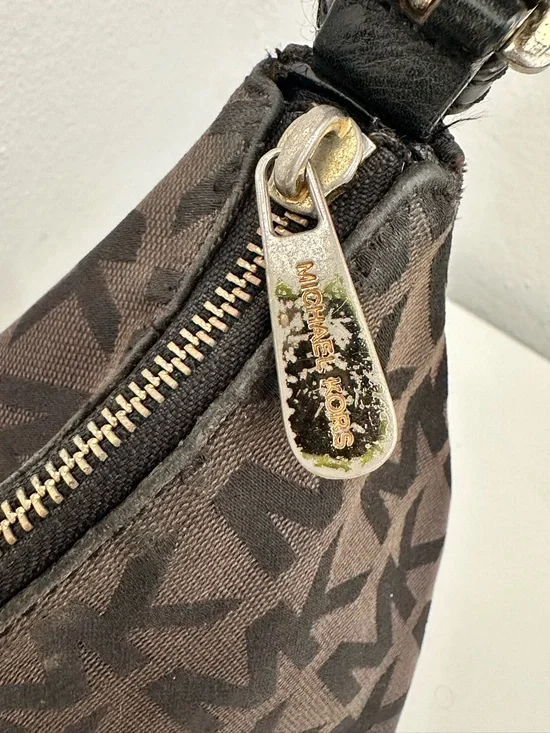 MICHAEL Michael Kors Brown/Black Signature Canvas Shoulder Bag MK Logo - Picture 5 of 8